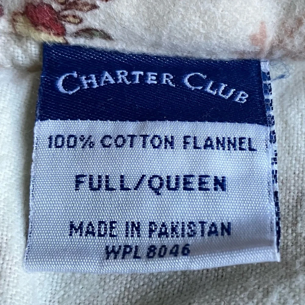 Charter Club Floral Cotton Flannel in Cream and Brown Duvet Cover